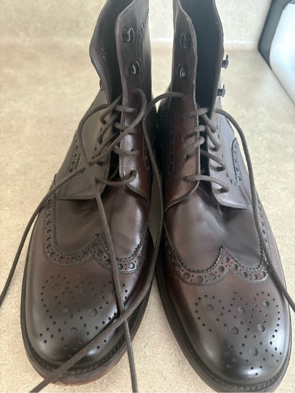 Men's Brown Leather Wingtip Lace-Up Boots Magnanni 11.5